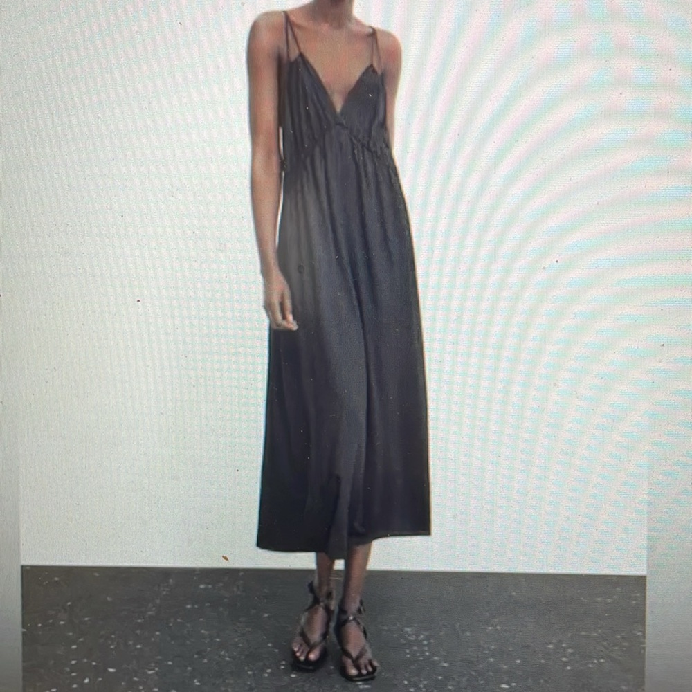 Massimo dutti double strap v neck Black Maxi Dress